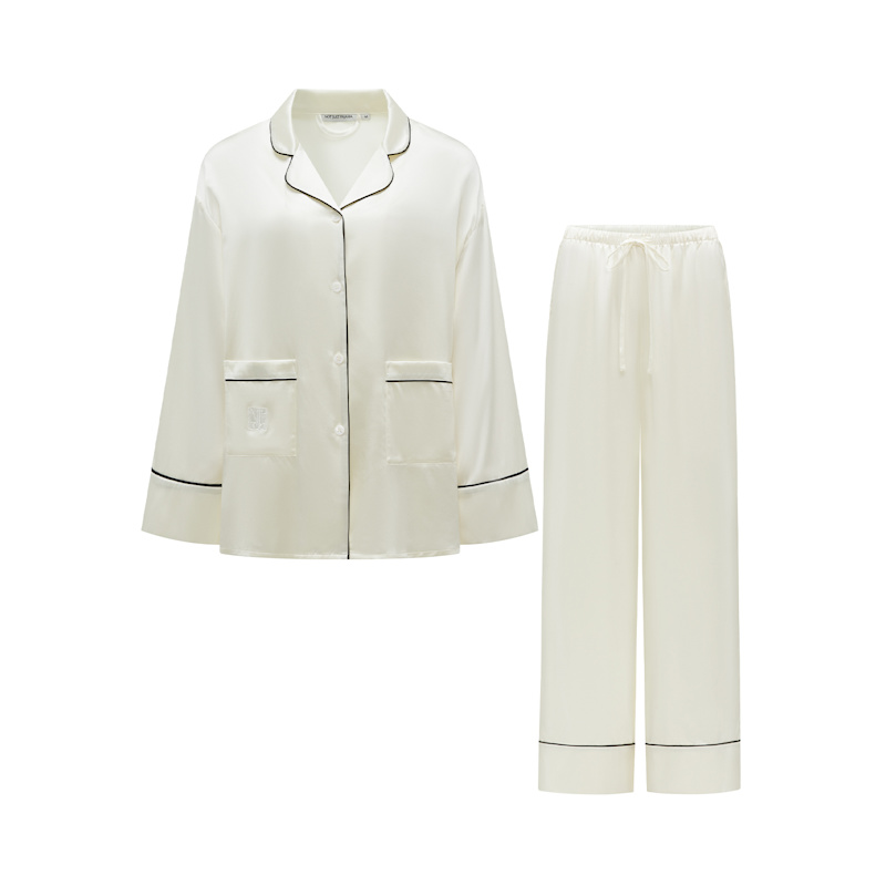 Thumbnail of Timeless Collection Silk Long Pajama Set - White image