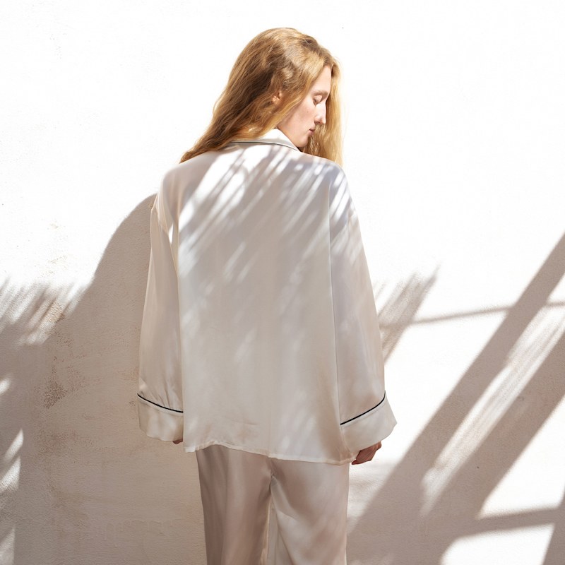 Thumbnail of Timeless Collection Silk Long Pajama Set - White image