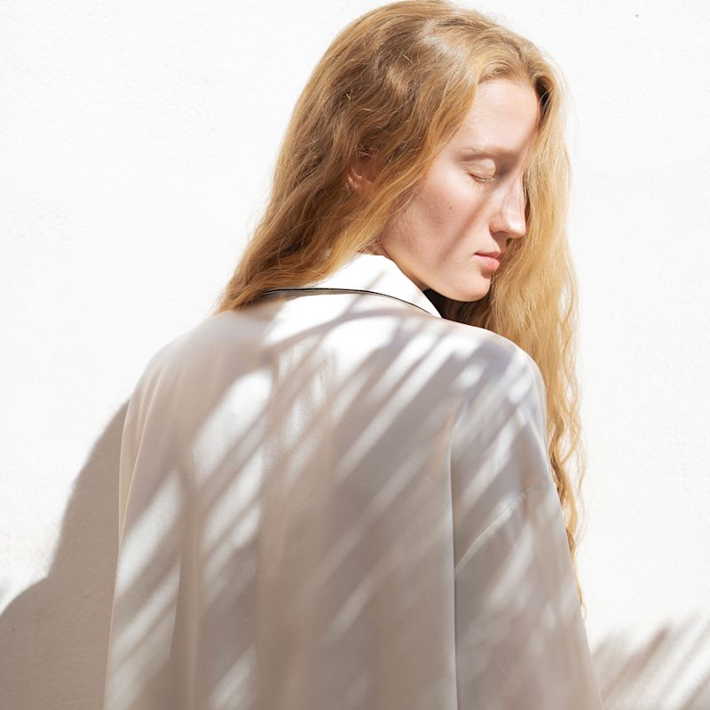 Thumbnail of Timeless Collection Silk Long Pajama Set - White image
