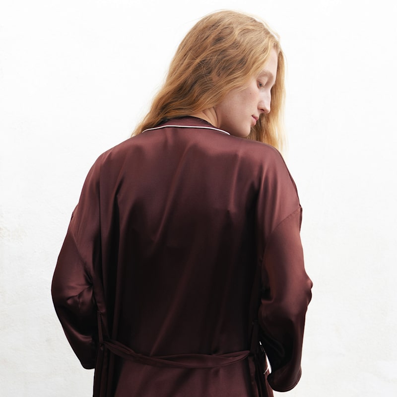 Timeless Collection Silk Robe - Brown | NOT JUST PAJAMA | Wolf & Badger