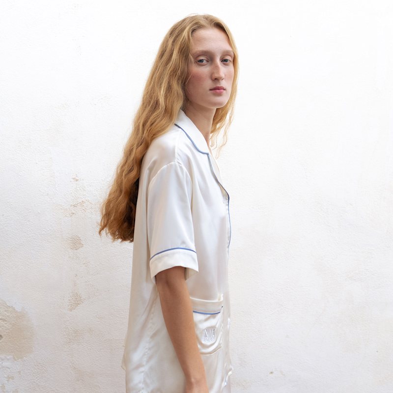 Thumbnail of Timeless Collection Silk Short Pajama Set -  White image