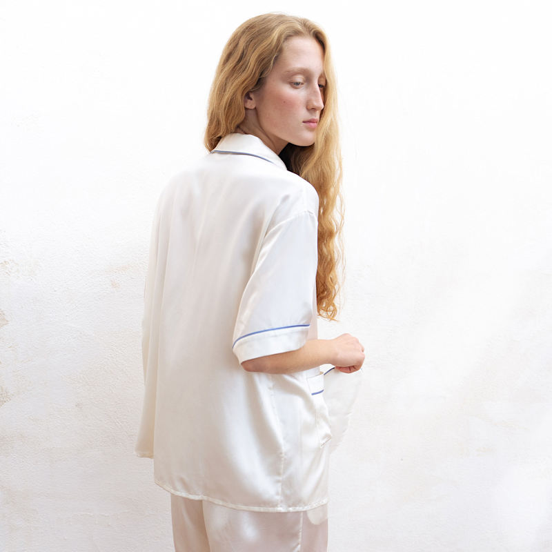 Thumbnail of Timeless Collection Silk Short Pajama Set -  White image