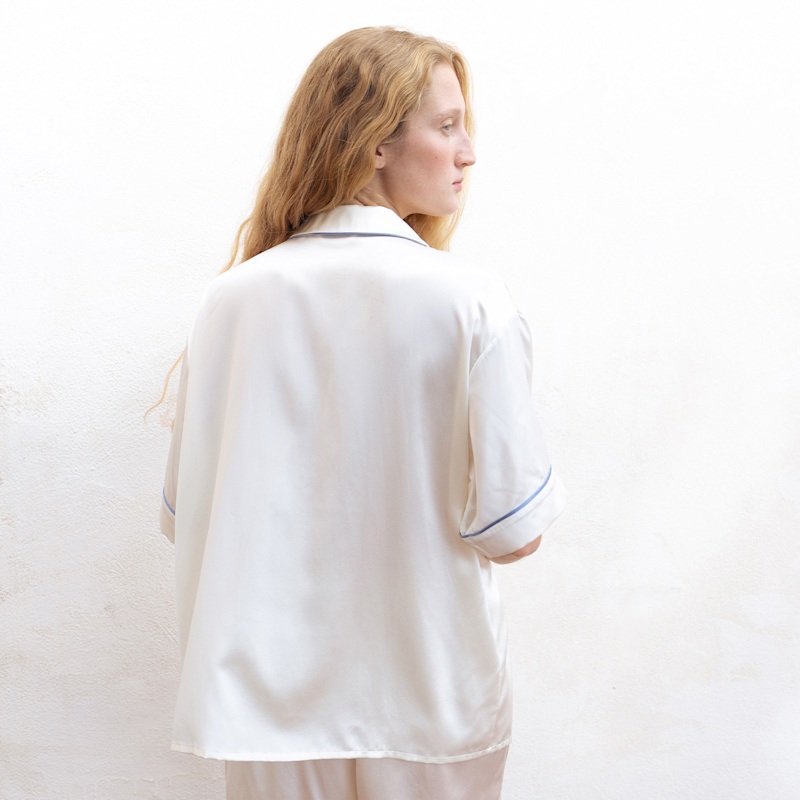 Thumbnail of Timeless Collection Silk Short Pajama Set -  White image