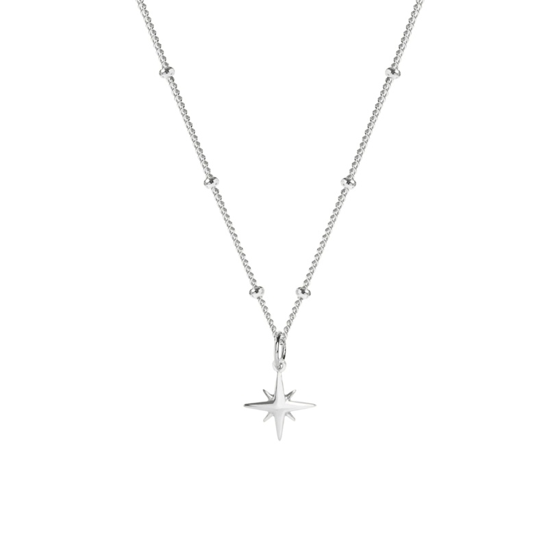 Thumbnail of Tiny Star Bead Chain Necklace Silver image