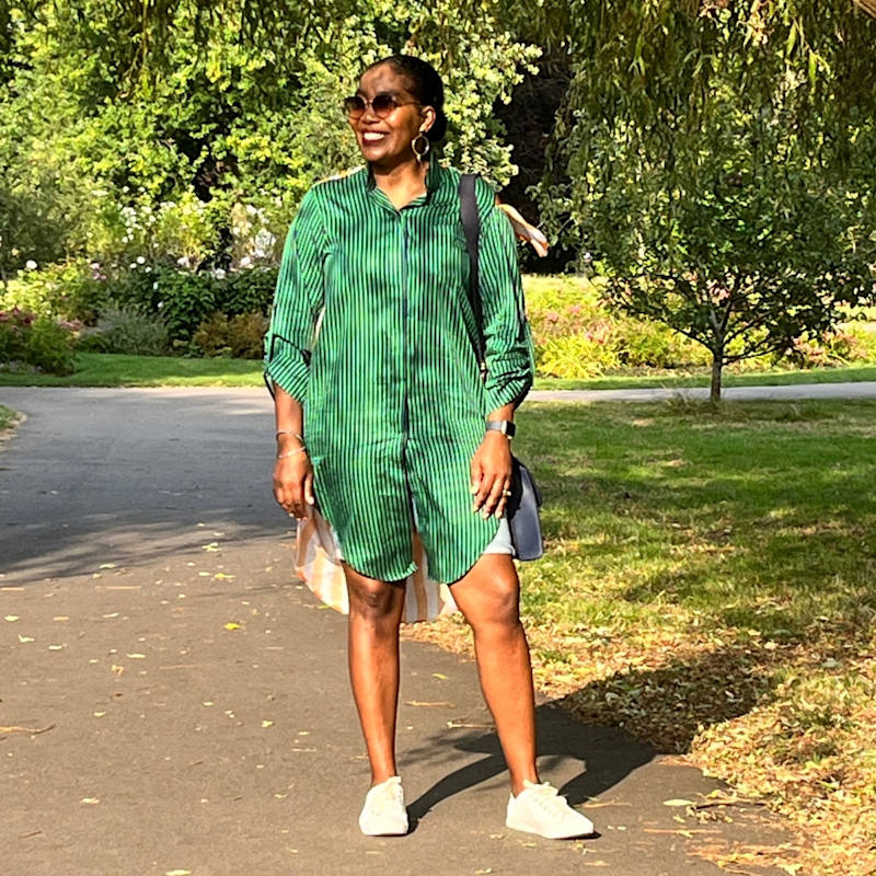 Thumbnail of Titi Tunic  - Green And Mustard Stripes image