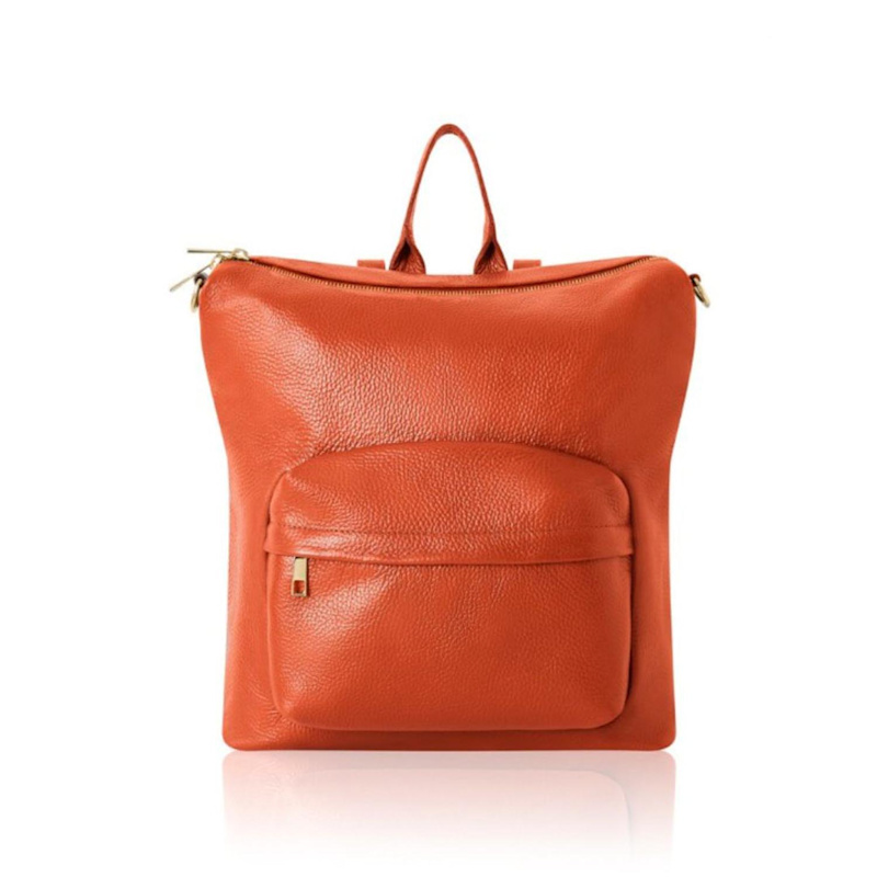 Tivoli Leather Backpack Or Shoulder Bag In Burnt Orange  display picture 3