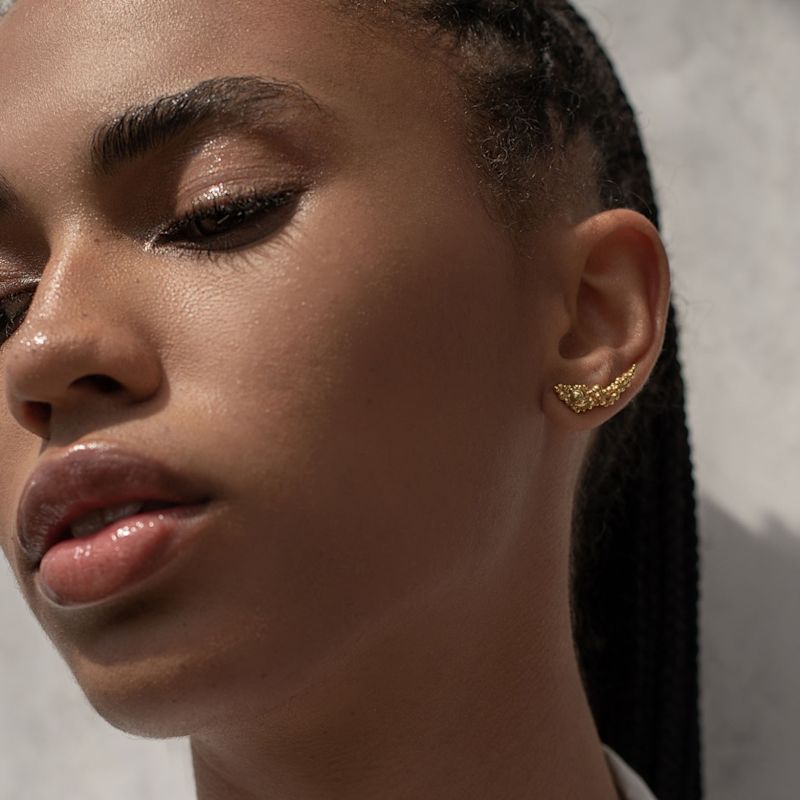 Thumbnail of Céleste Deux Asymmetrical Stud Earrings Gold image