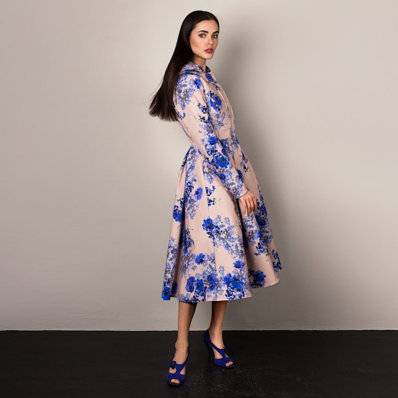 Thumbnail of Waterproof Long Hooded Trench Coat: Cornflower Blue image