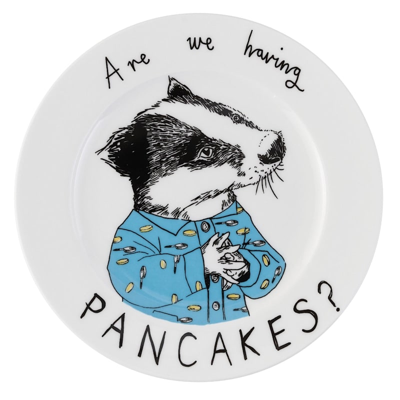 Are We Having Pancakes?' Side Plate Jimbobart Wolf Badger