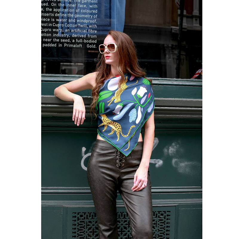 Thumbnail of Double Sided Silk Scarf Of Jungle Night image