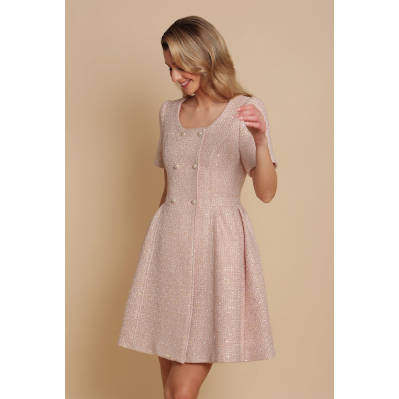 Thumbnail of 'Golden Age' Wool Tweed Dress Coat In Rosa image