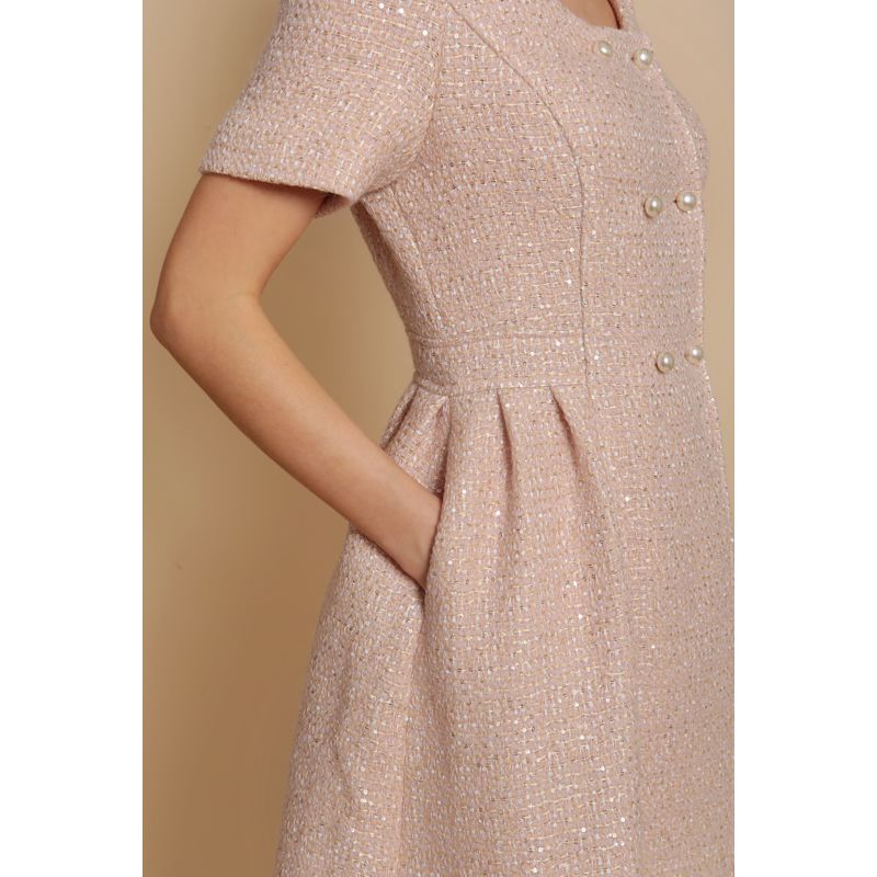 Thumbnail of 'Golden Age' Wool Tweed Dress Coat In Rosa image