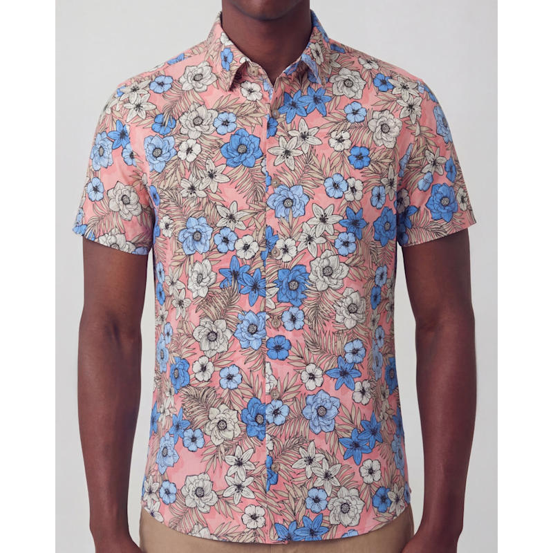 Thumbnail of Todd Tropical Mix Coral Mens Knit Shirt image
