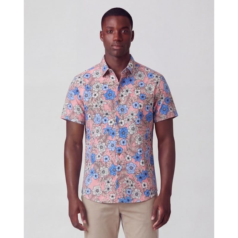 Thumbnail of Todd Tropical Mix Coral Mens Knit Shirt image