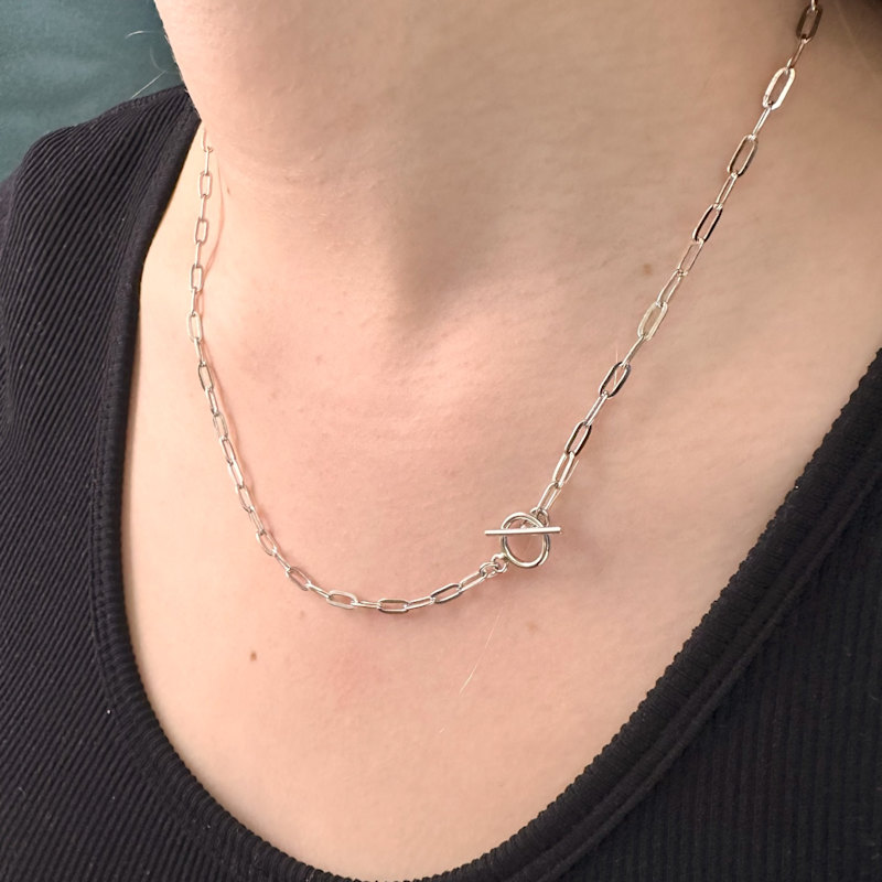 Thumbnail of Toggle T-Bar Paperclip Chain Necklace - Silver image
