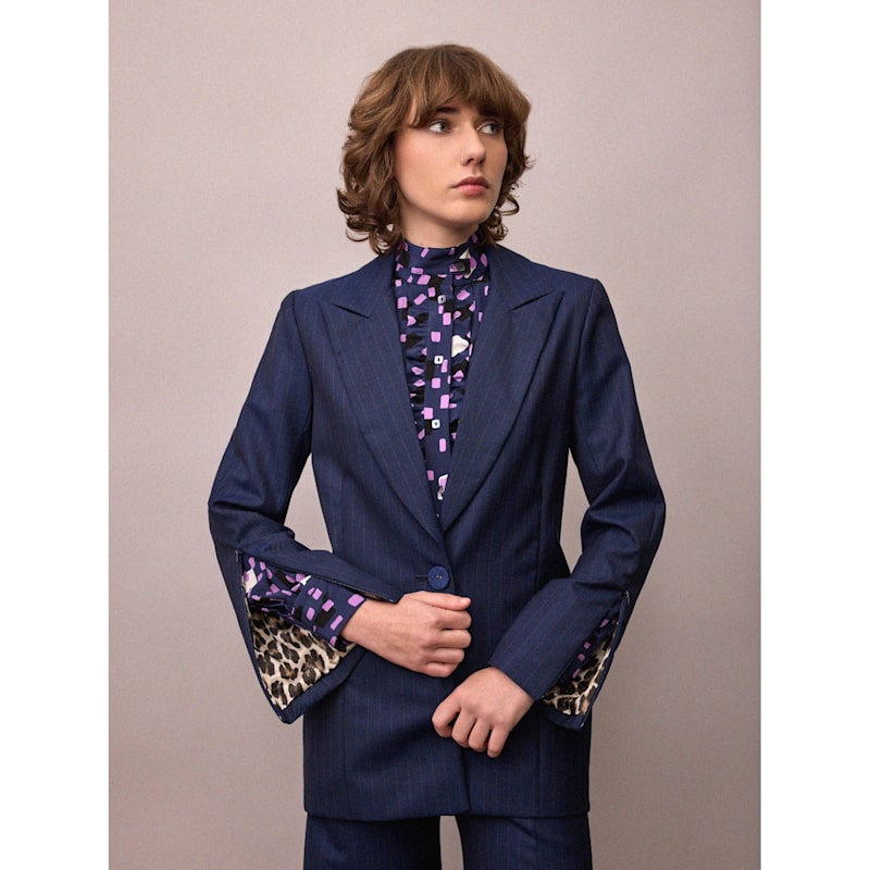 Thumbnail of Toni Suit Jacket / Navy & Red Pinstripe Italian Wool image