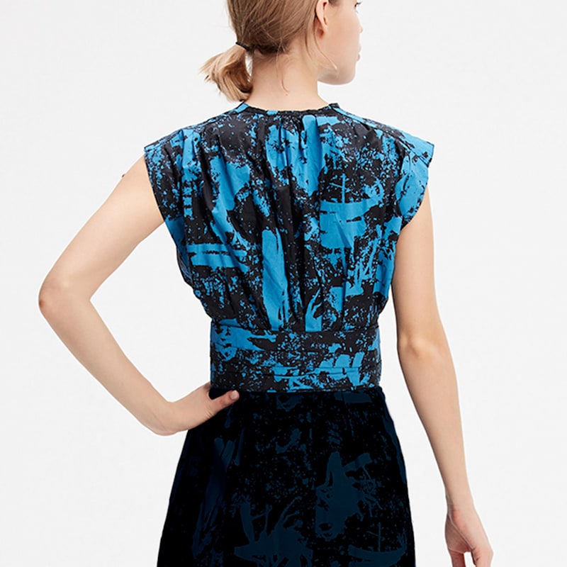 Thumbnail of Cross-Heart Crop Top In Cotton - Blue image