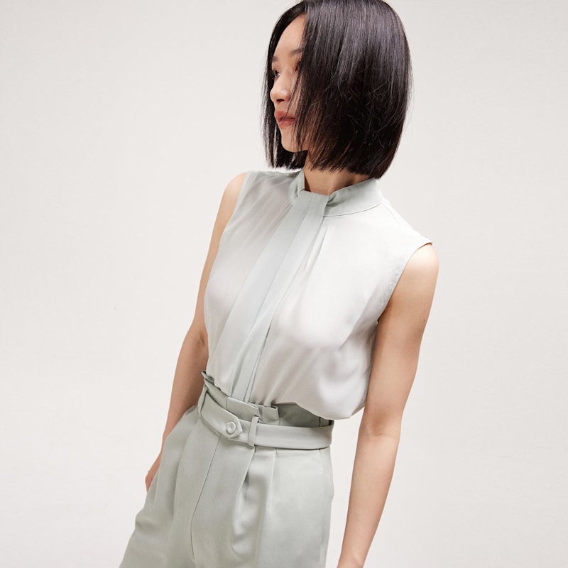 Thumbnail of Draped Sleeveless Top- Light Mint image