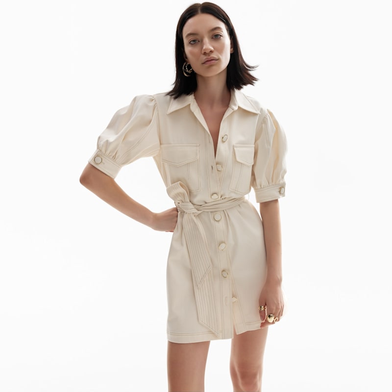 Thumbnail of Topstitch Detail Cotton Dress In White image