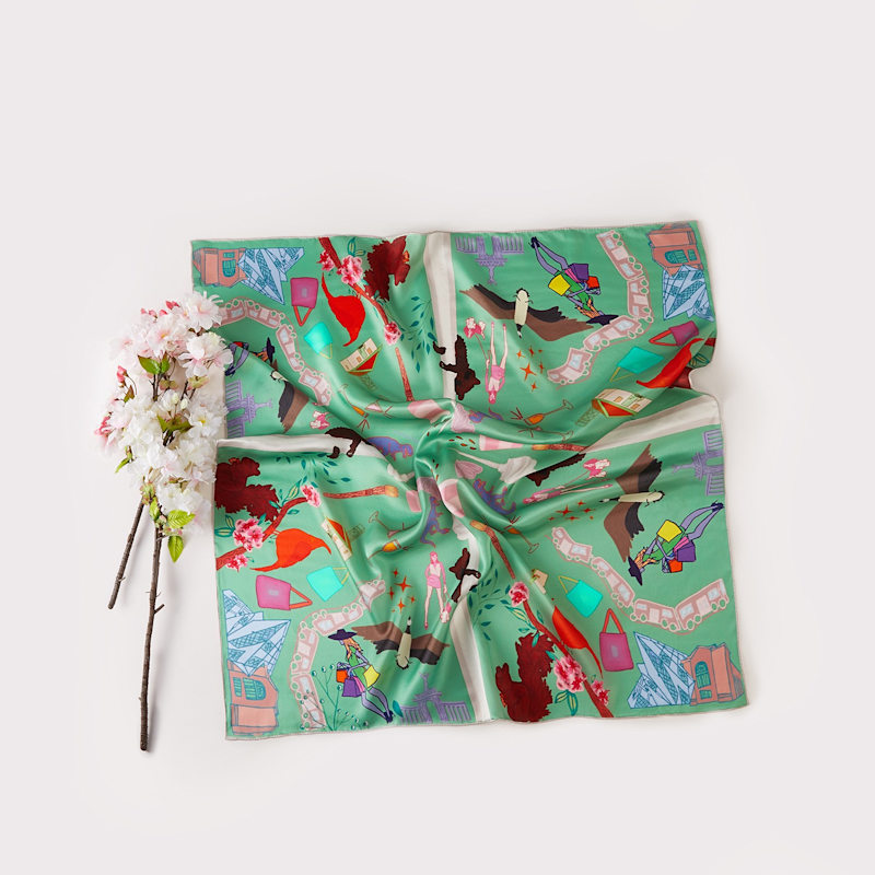 Thumbnail of Toronto Pure Silk Large Square Scarf | Original Artwork | Canadian Scarves Collection image
