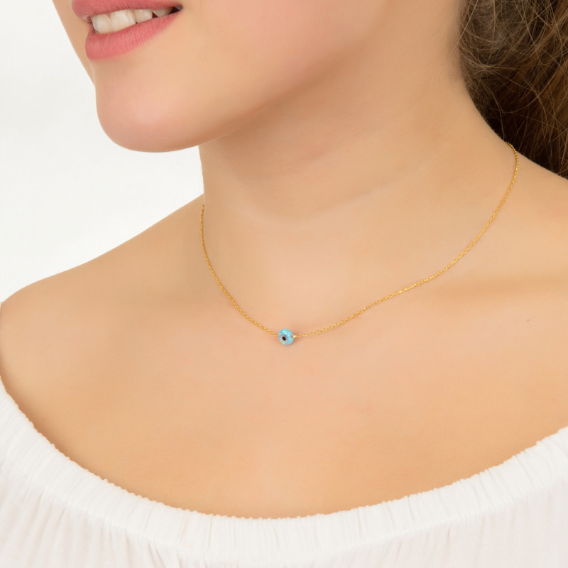 Thumbnail of Evil Eye Mini Opalite Pendant Necklace Gold image