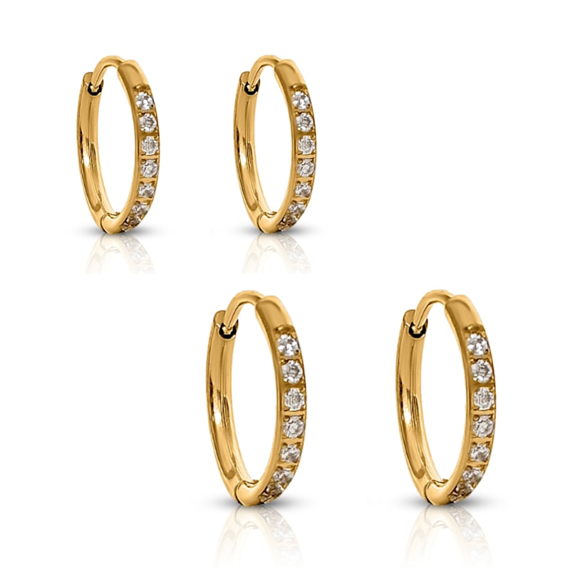 Thumbnail of Transition Sleeper Huggie Hoops Gold Earrings Bundle Set image