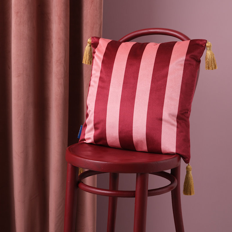 Thumbnail of Trapeze Girl Velvet Cushion Deep Berry Red image