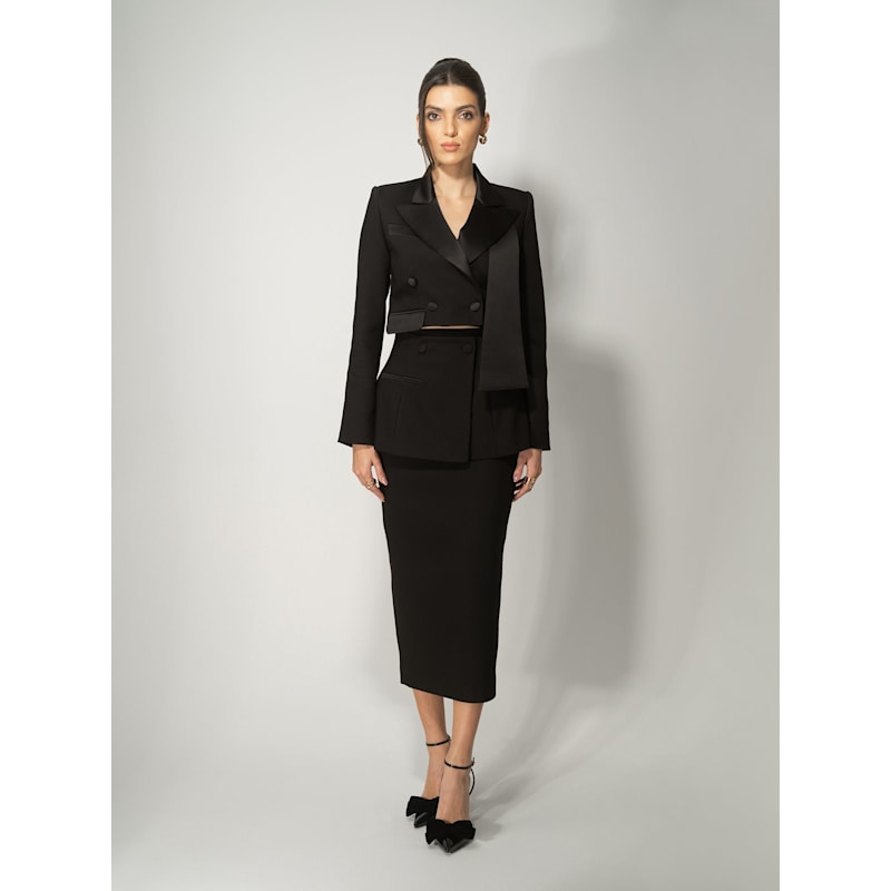 Très Chic Skirt Suit, Black | Tia Dorraine | Wolf & Badger