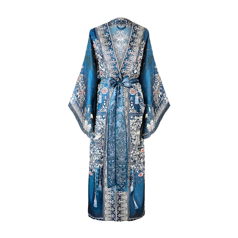 Thumbnail of Tree Of Life Silk Robe In Blue image