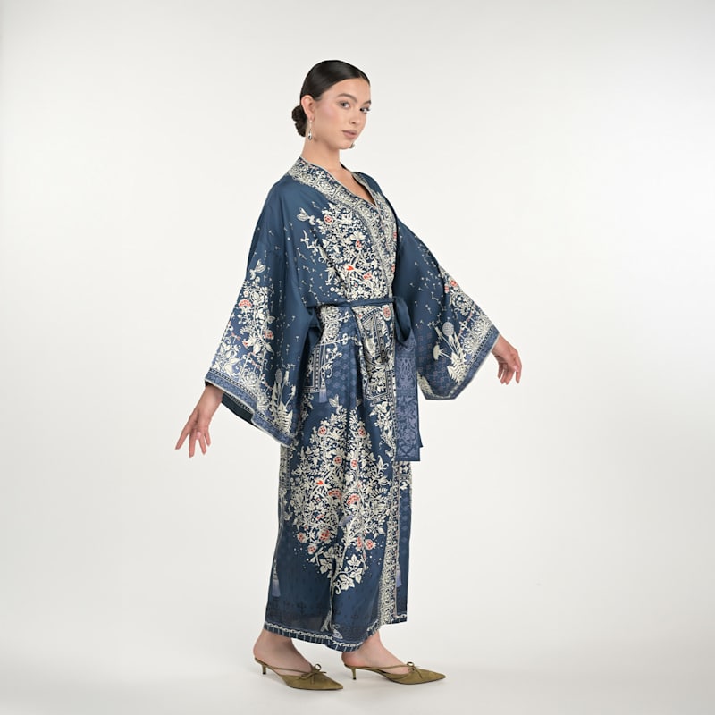 Thumbnail of Tree Of Life Silk Robe In Blue image