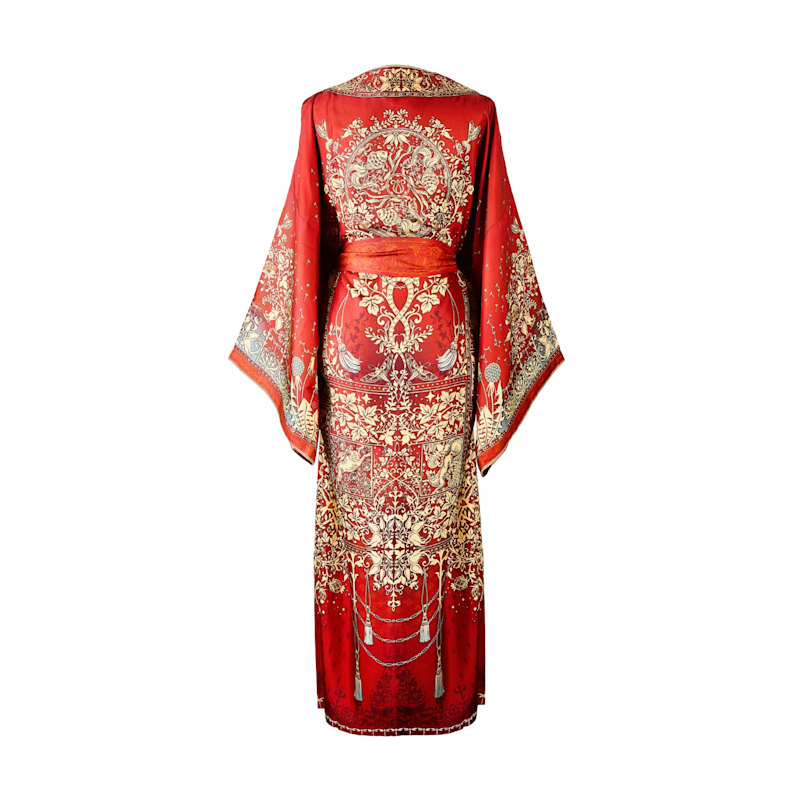 Thumbnail of Tree Of Life Silk Robe In Rust image