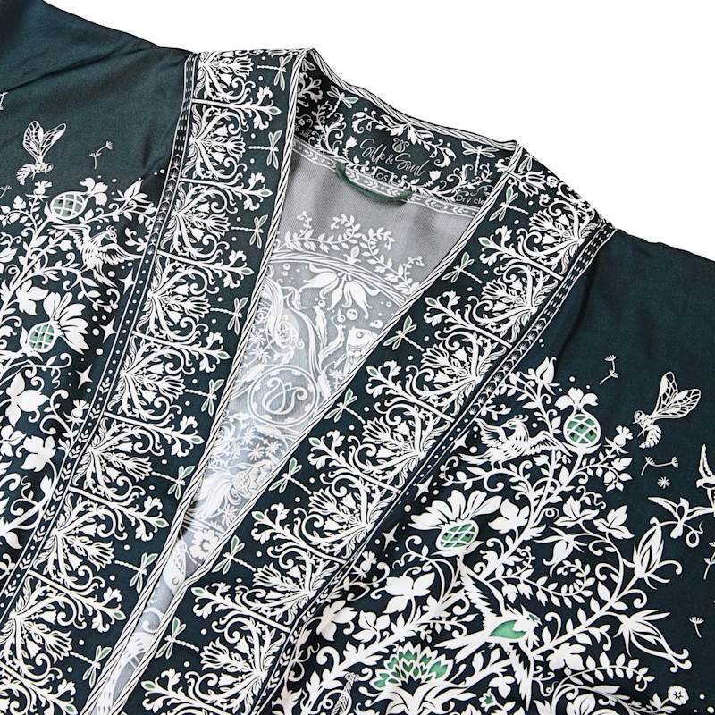 Thumbnail of Tree Of Life Silk Robe In Green image