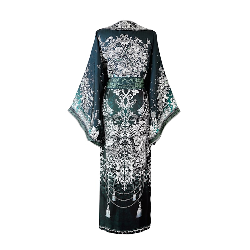 Thumbnail of Tree Of Life Silk Robe In Green image