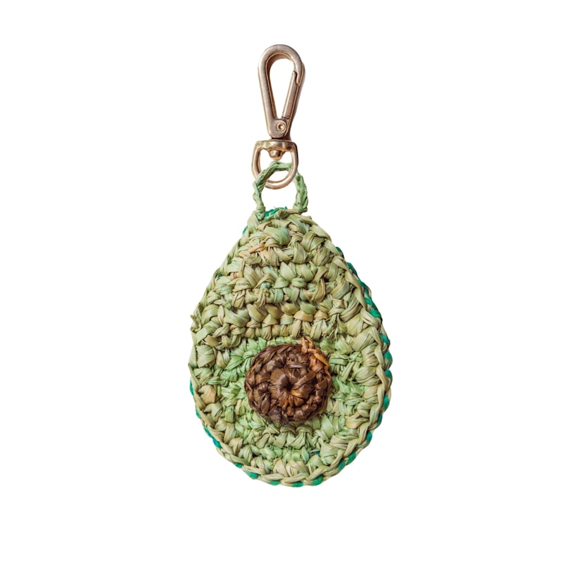Thumbnail of Trendy Avocado Bag Charm - Handmade Raffia Keychain image