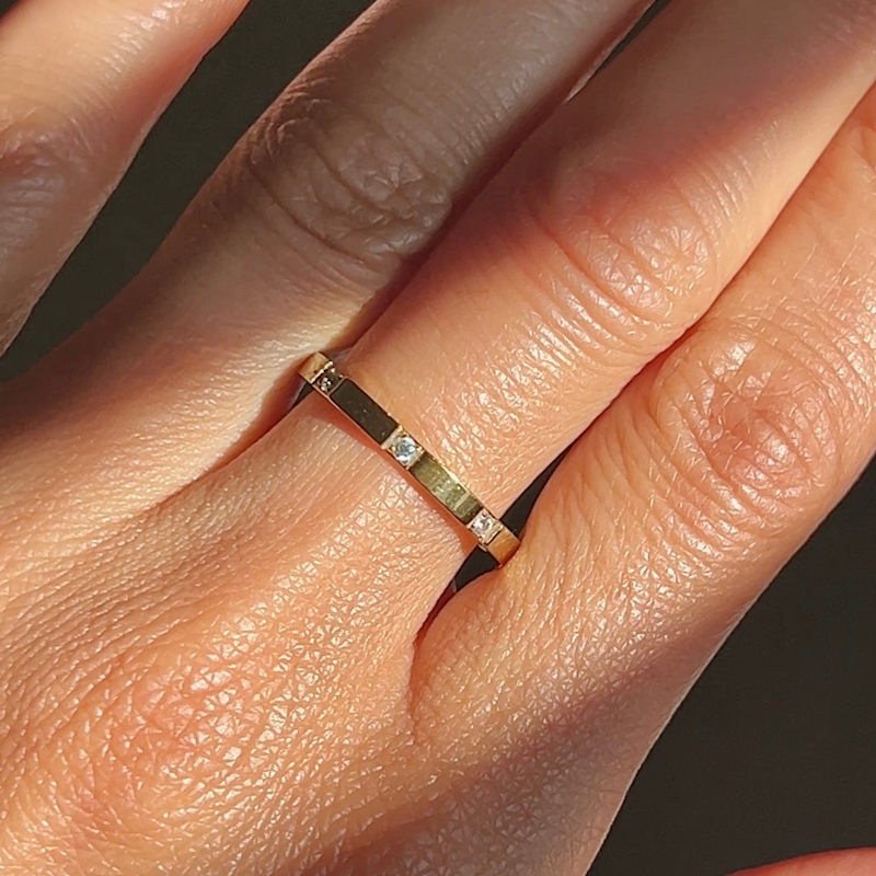 Thumbnail of Tri-Stone Band Waterproof Ring image