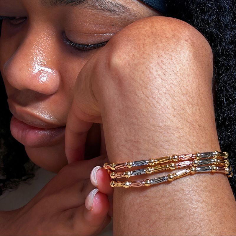 Thumbnail of Tri-Tone Luxe Bead Bracelet Set image