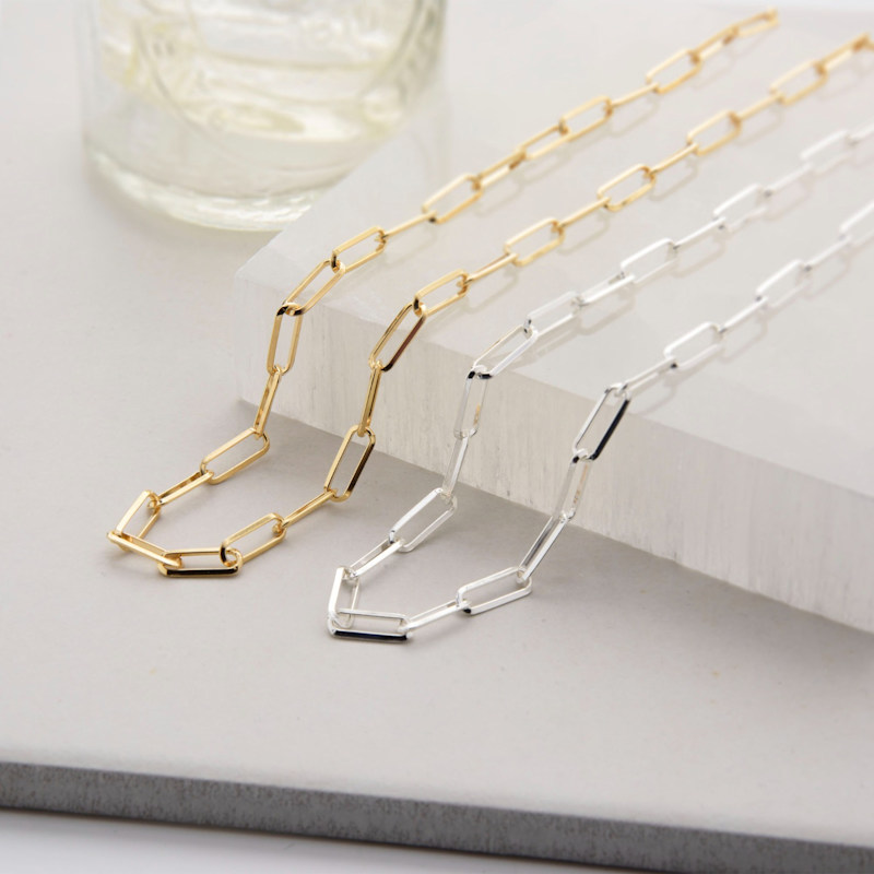 Thumbnail of Triangular Paperclip Necklace Gold Plated Sterling Silver image