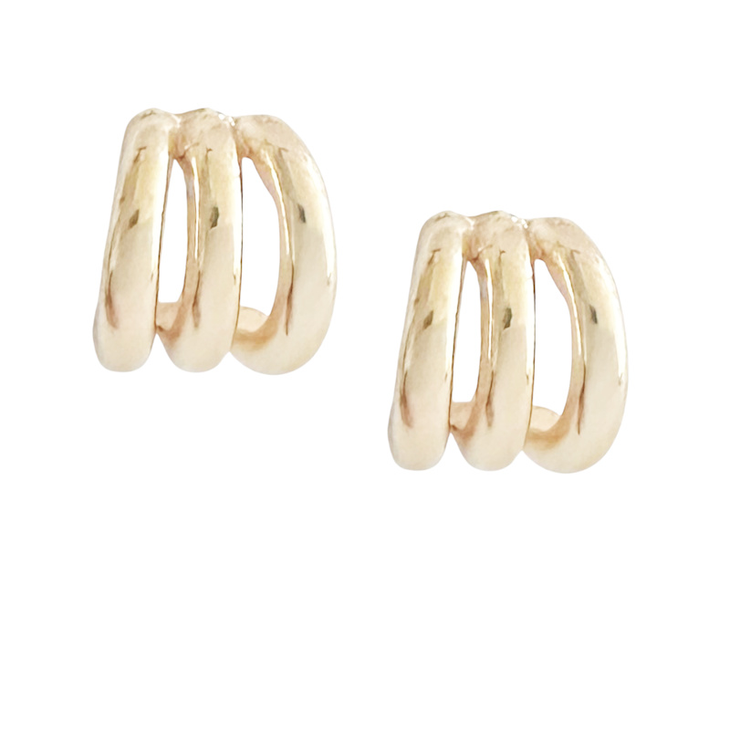 Thumbnail of Triple Band Huggie Hoop Earrings image