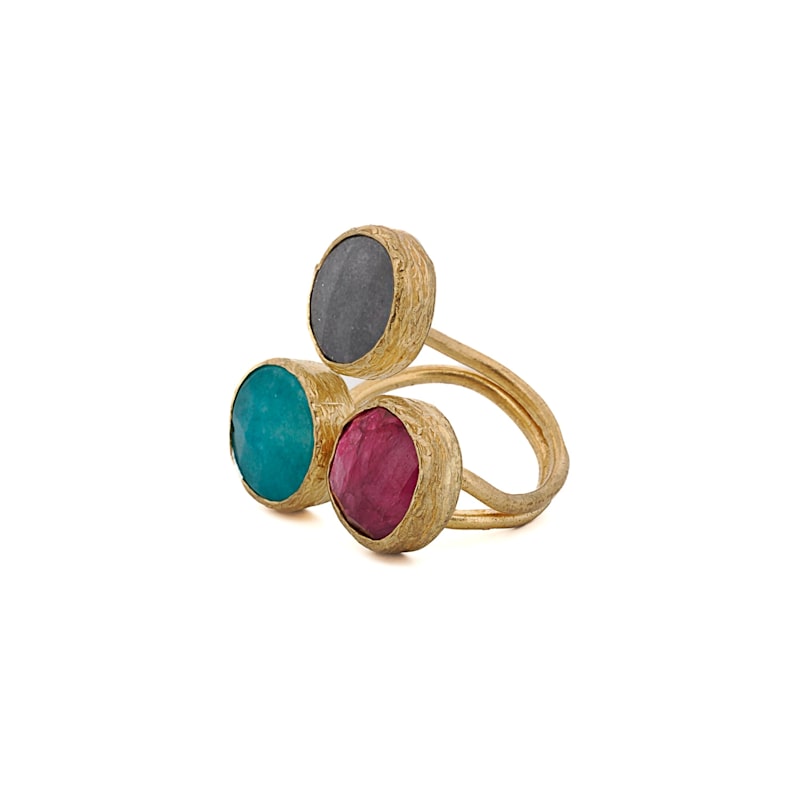 Thumbnail of Triple Gemstone Adjustable Artemis Ring - Multicolour image