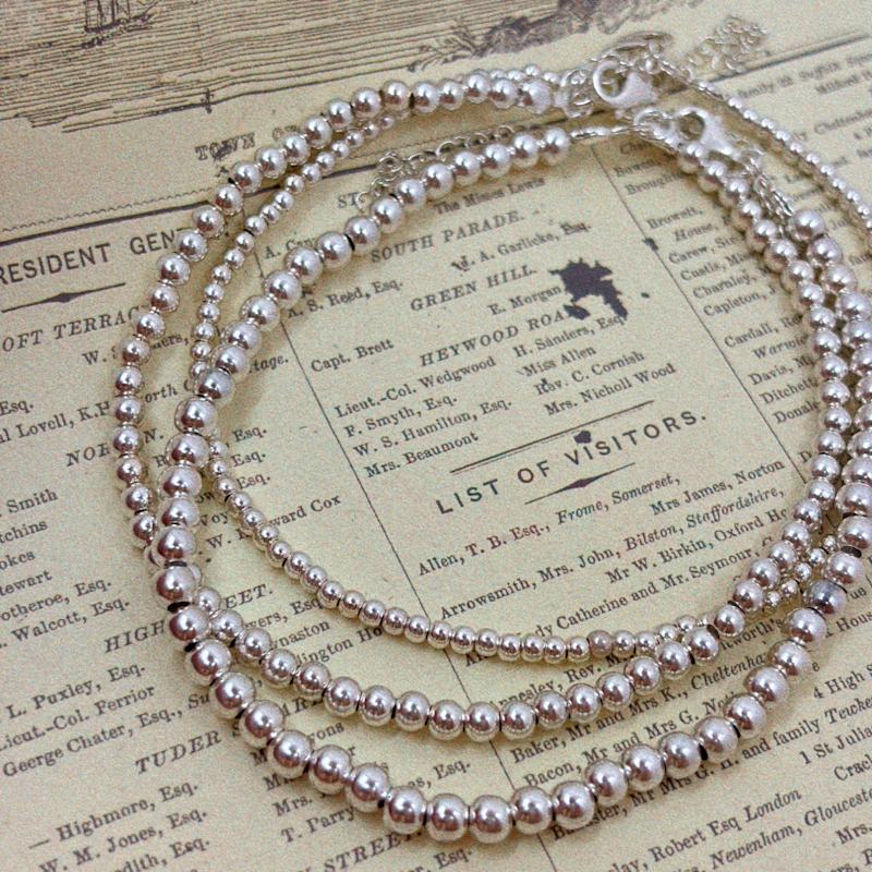 Thumbnail of Triple Silver Layer Bead Anklet image