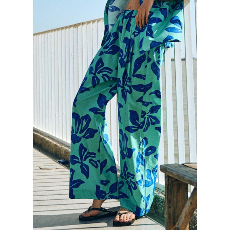 Thumbnail of Tropical Bliss Wide-Leg Pants - Ocean Blue image