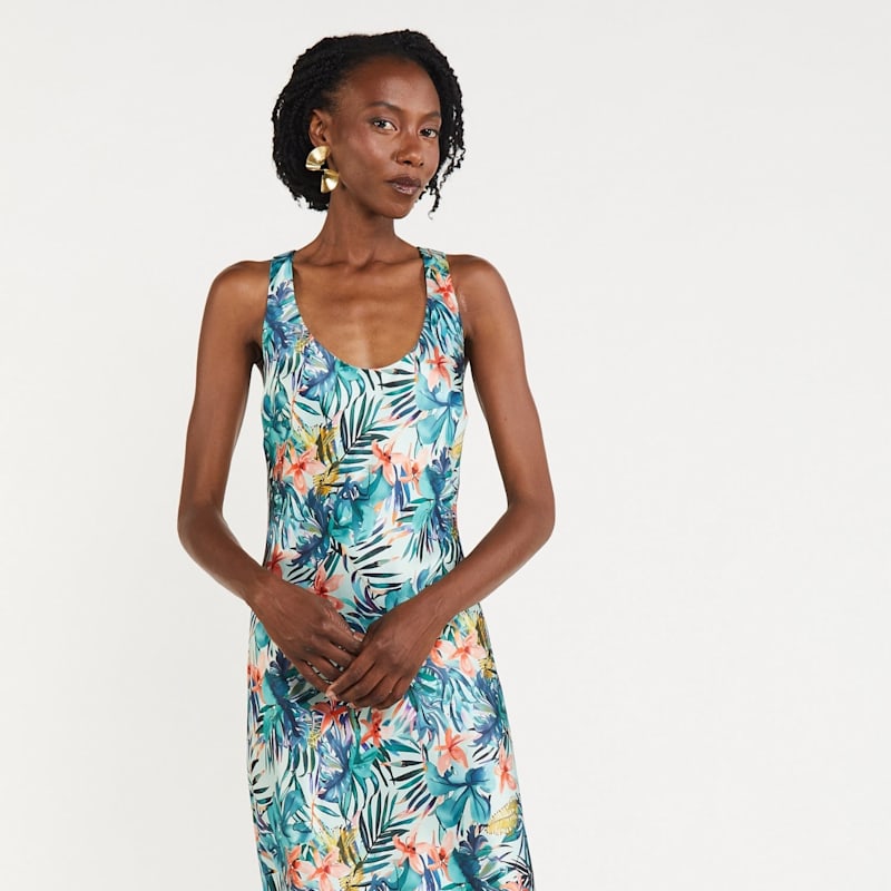 Thumbnail of Silk Midi Slip Dress - Tropicana image