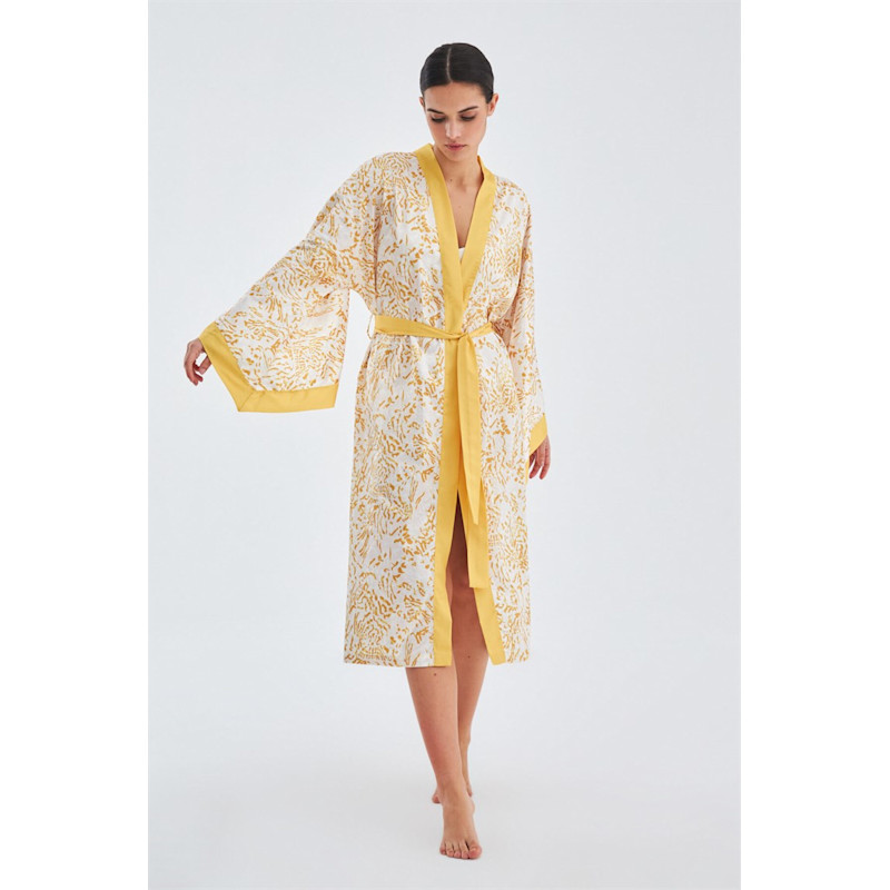 Thumbnail of Sitara Satin Kimono Mustard - Multicolour image