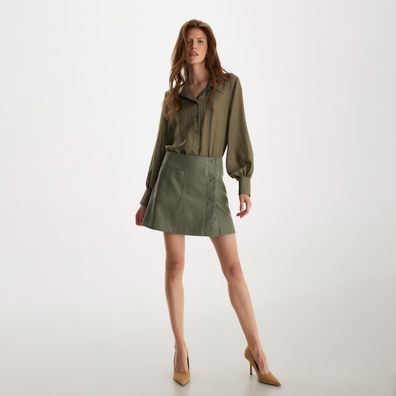 Thumbnail of Faux Leather A-Line Skirt image