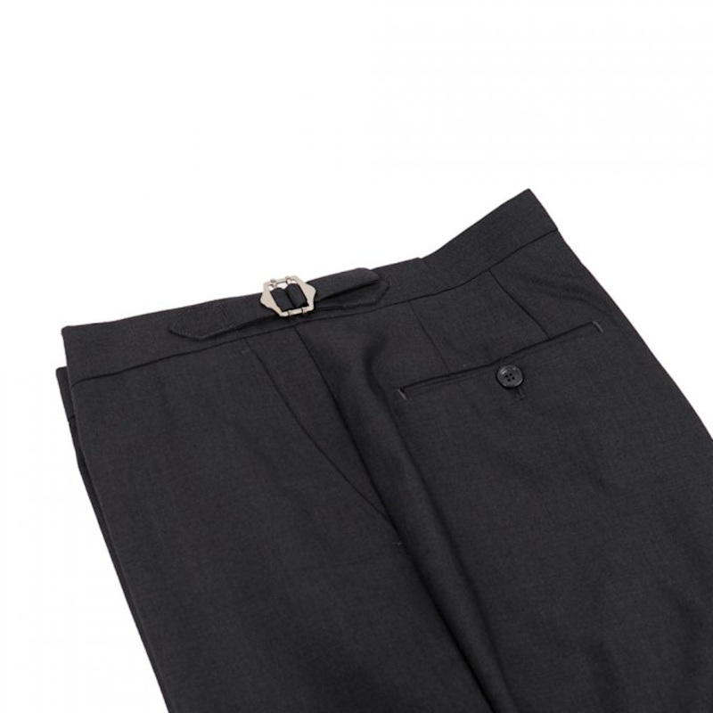 Plain Smart Trousers With Side Adjusters – Charcoal | DAVID WEJ