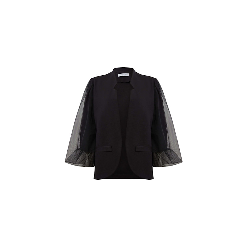 Thumbnail of Tulle Sleeve Black Blazer image
