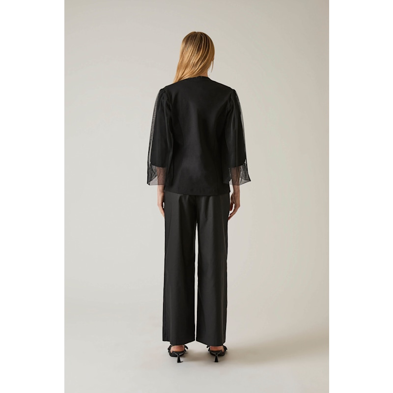 Thumbnail of Tulle Sleeve Black Blazer image
