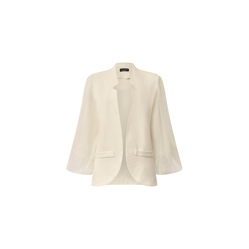 Thumbnail of Tulle Sleeve White Blazer image