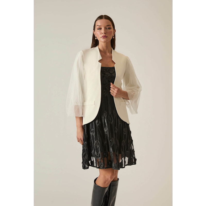 Thumbnail of Tulle Sleeve White Blazer image