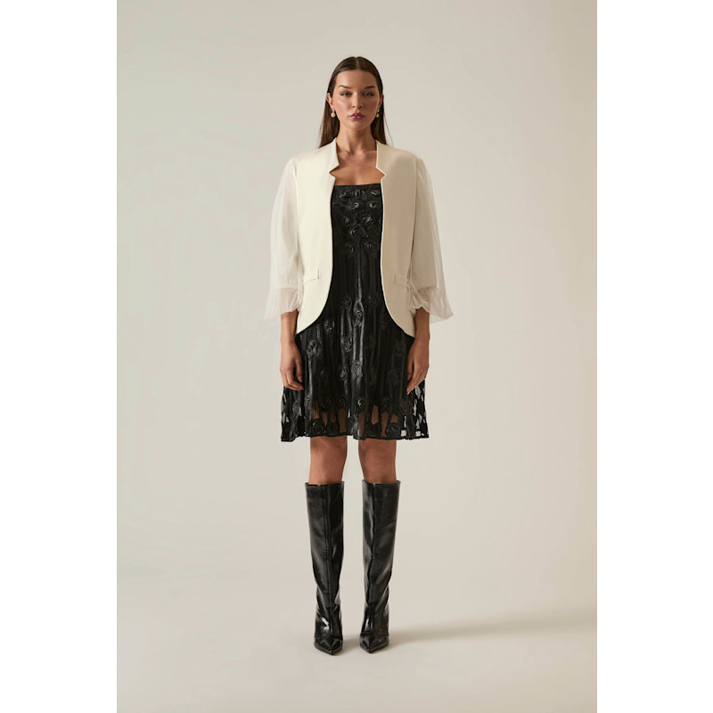Thumbnail of Tulle Sleeve White Blazer image